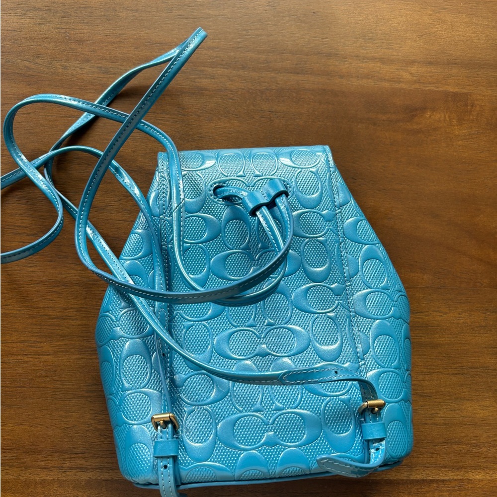 Coach Embossed Patent Backpack - Picture 2 of 5